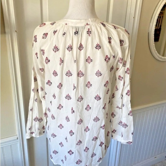 Womens Paige Size Medium Blouse Top Long Sleeve Sheer Boho Button Up White - Picture 5 of 6